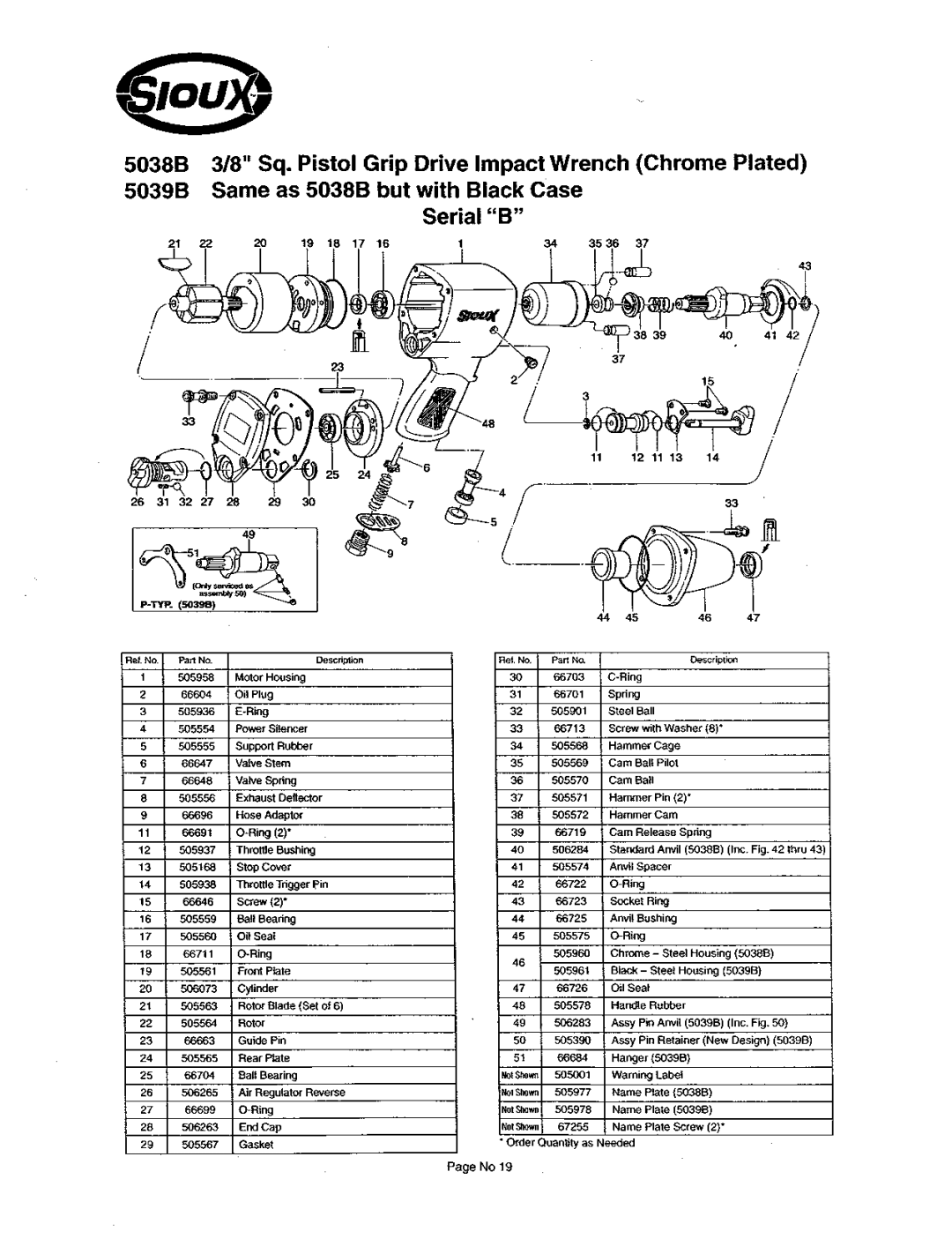 Sioux Tools 5038B, 5039B manual 