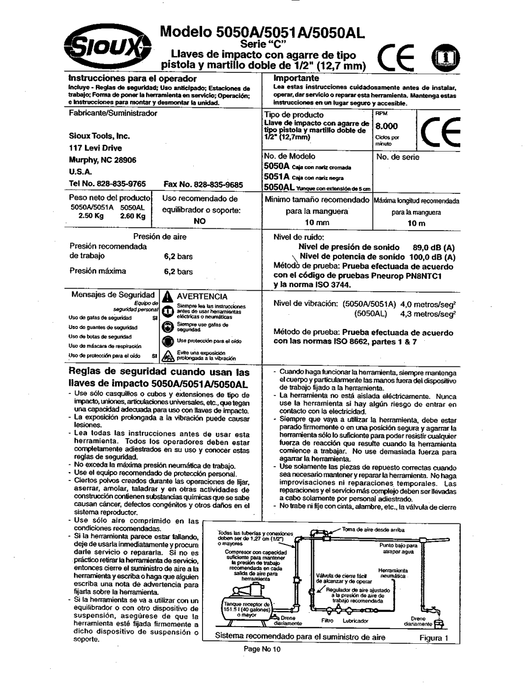 Sioux Tools 5050N5051AL5050AL manual 