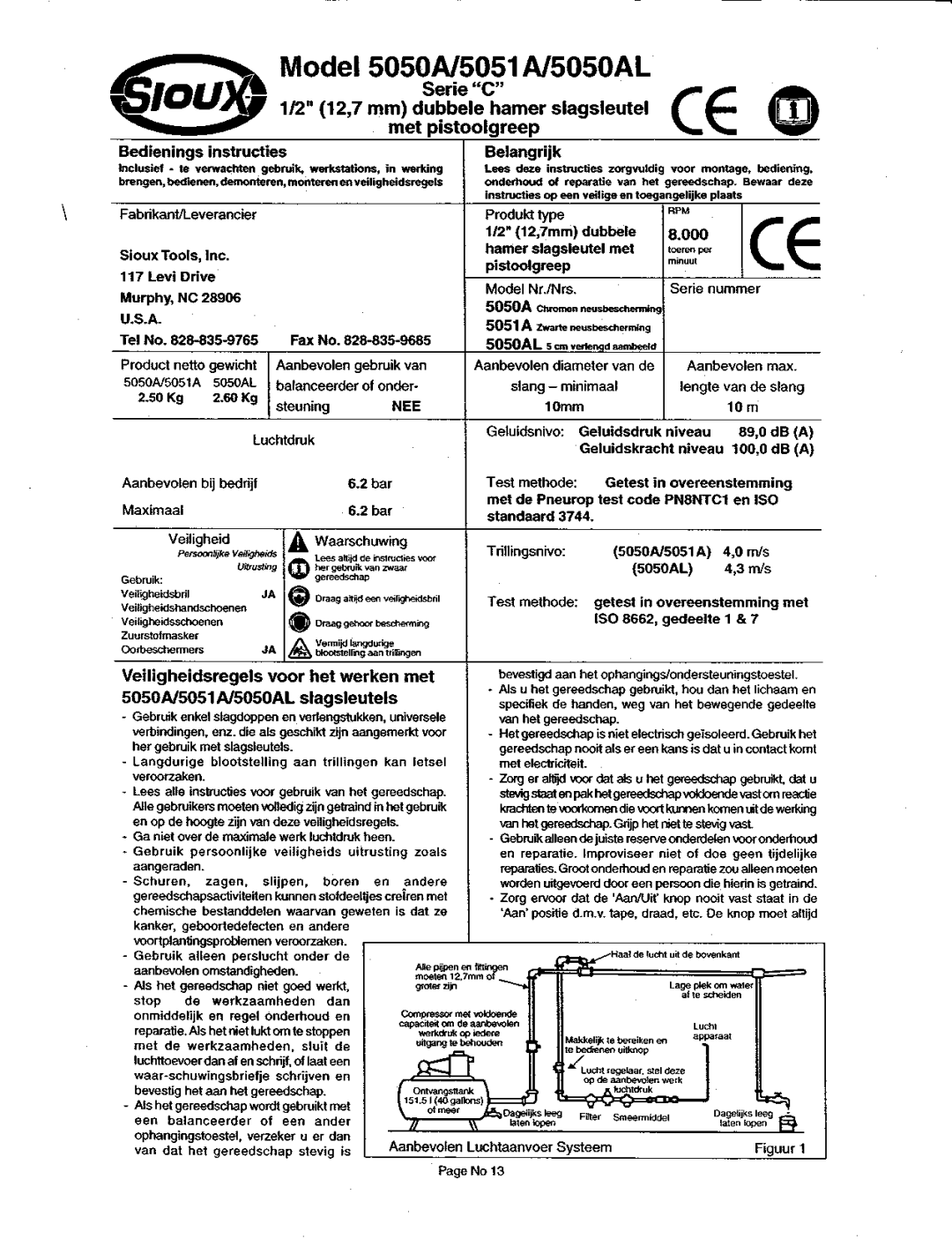 Sioux Tools 5050N5051AL5050AL manual 