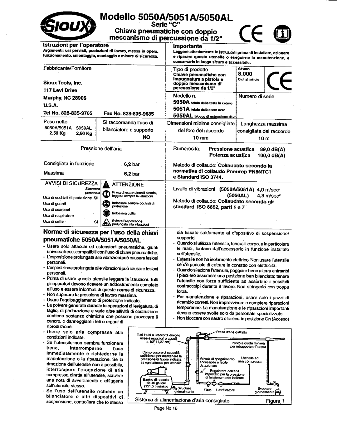 Sioux Tools 5050N5051AL5050AL manual 