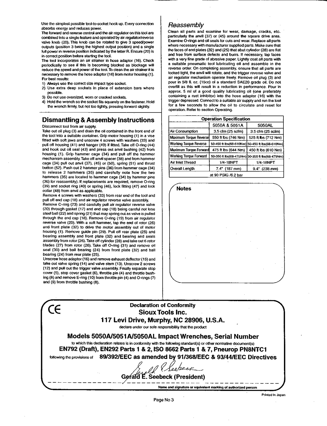 Sioux Tools 5050N5051AL5050AL manual 