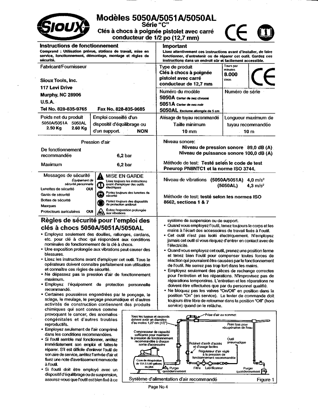 Sioux Tools 5050N5051AL5050AL manual 