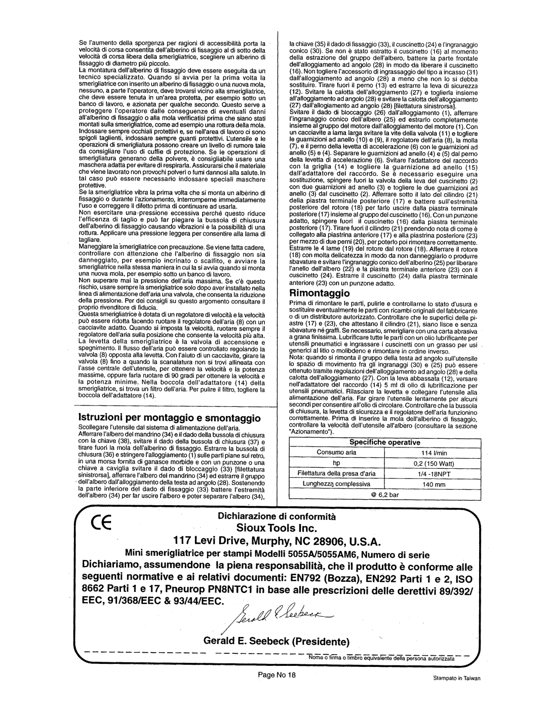 Sioux Tools 5055AM6 manual 