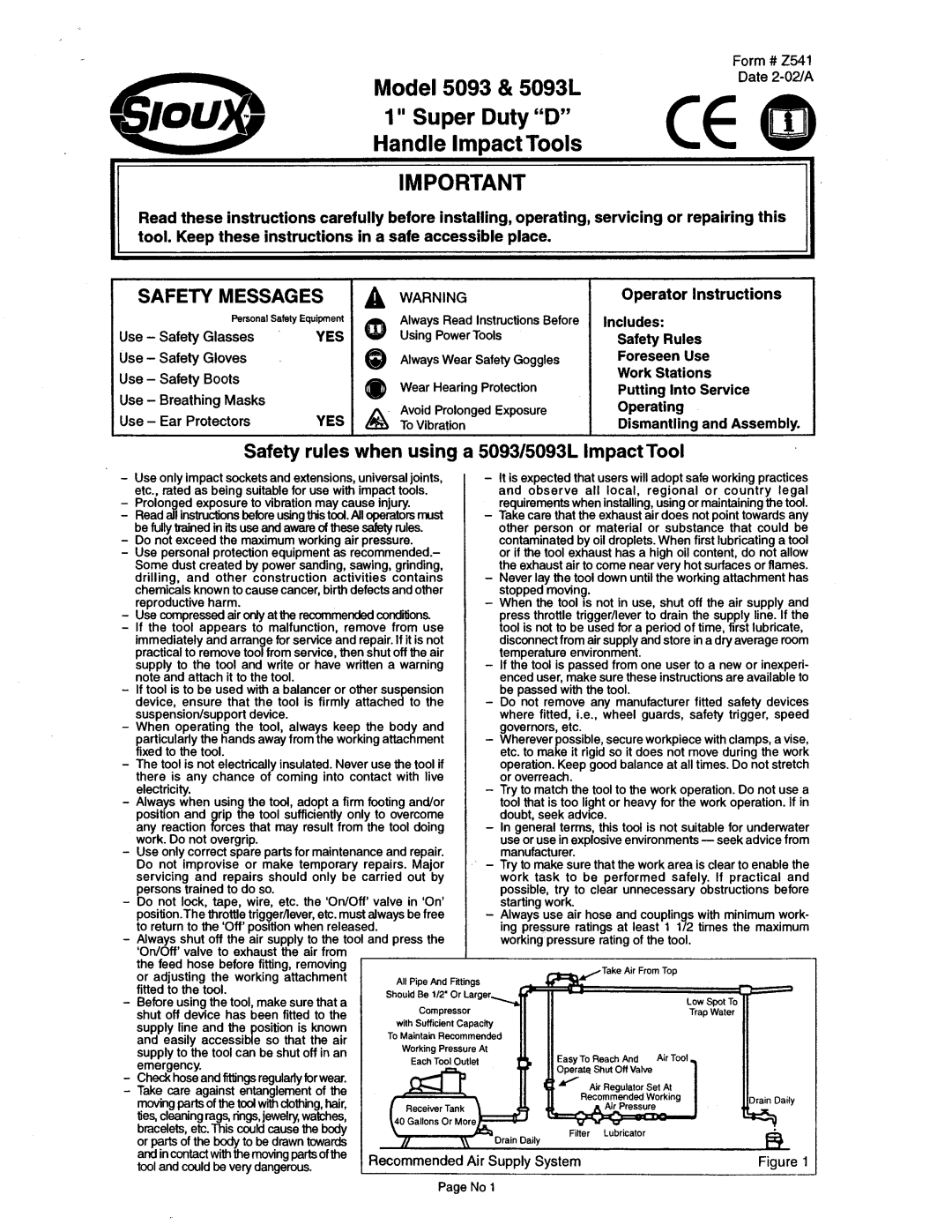 Sioux Tools manual Model 5093 & 5093L 