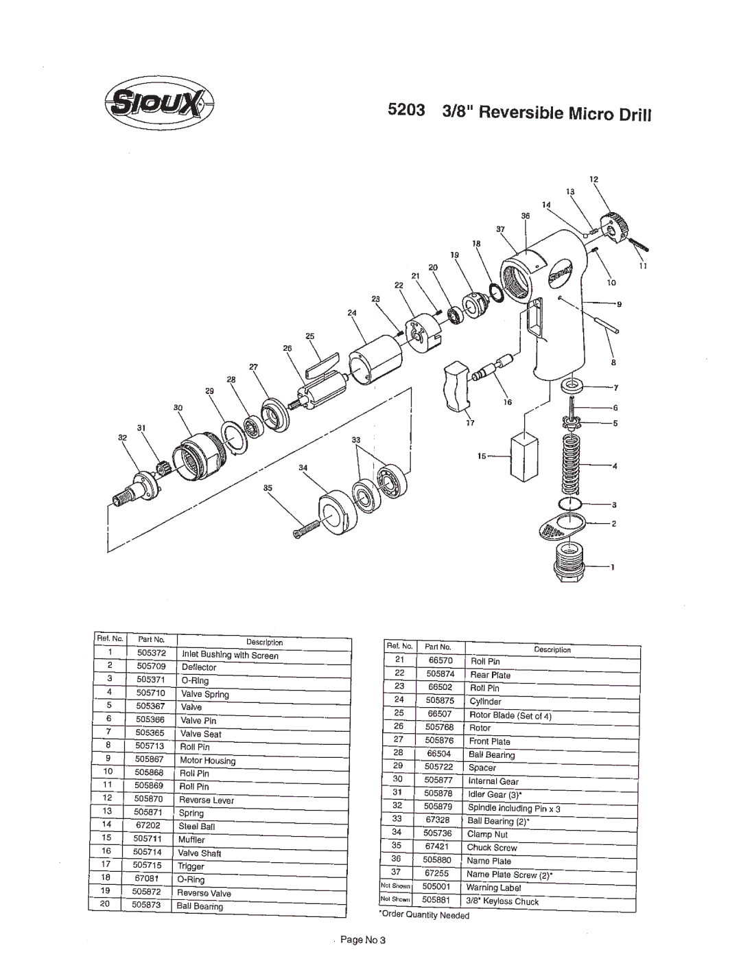 Sioux Tools 5203 manual 