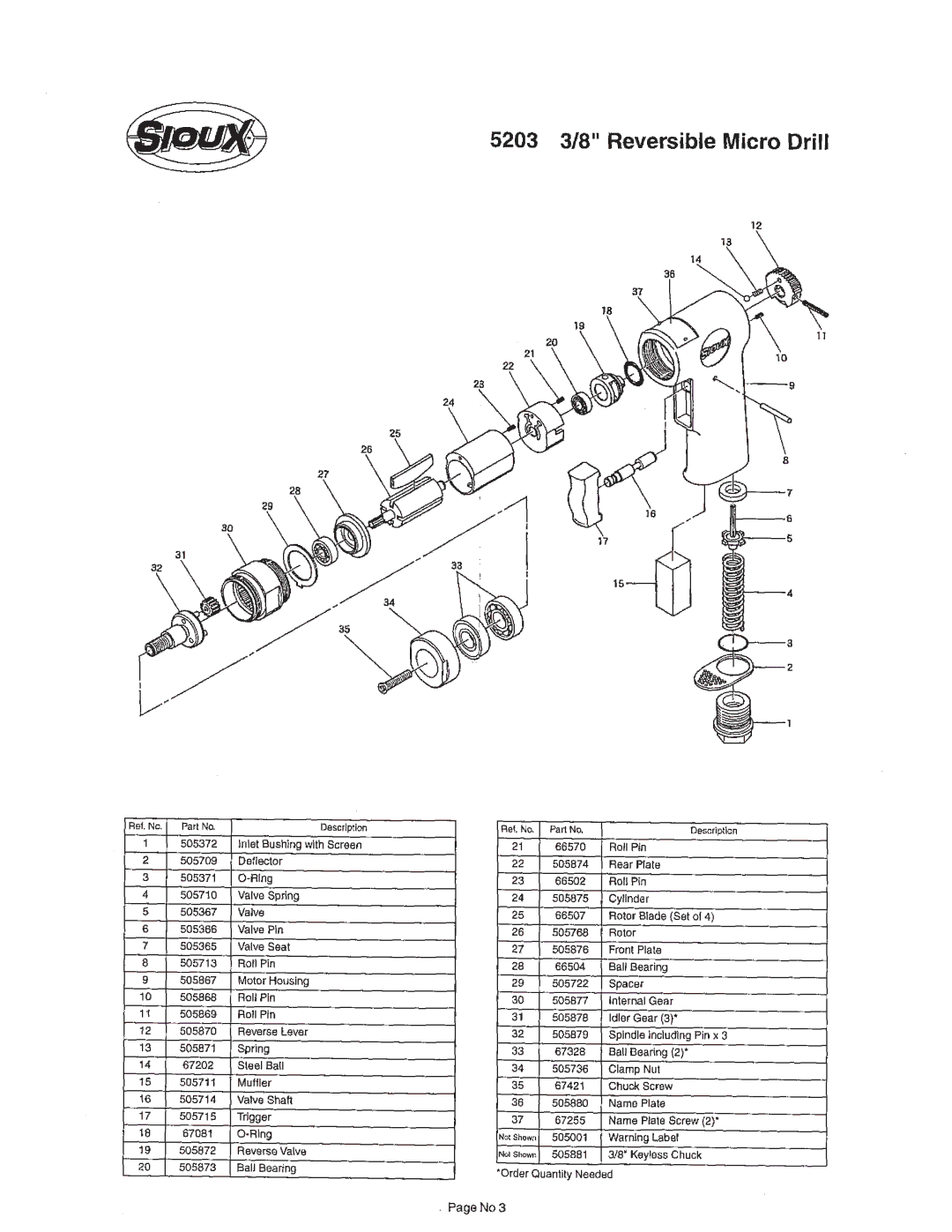 Sioux Tools 5203 manual 