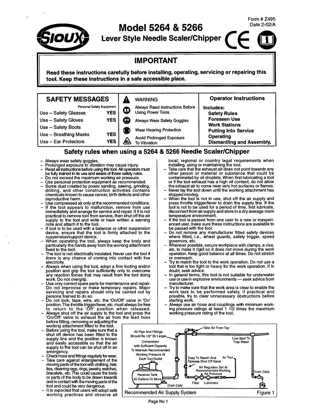 Sioux Tools 5266 manual Model 5264 