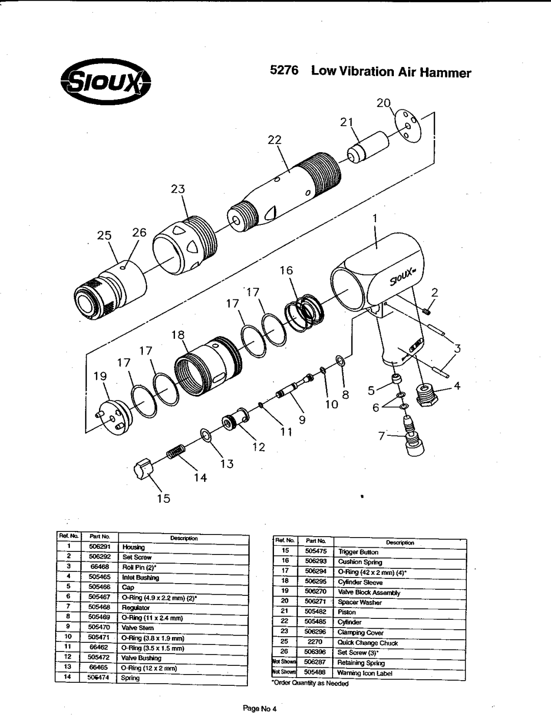 Sioux Tools 5276 manual 