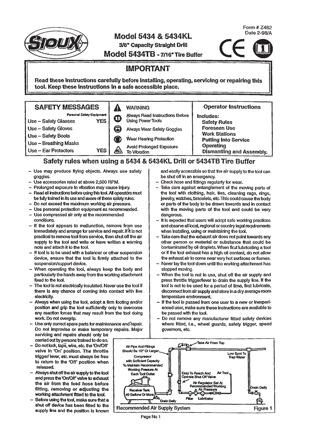 Sioux Tools 5434KL manual Ores seen Use 