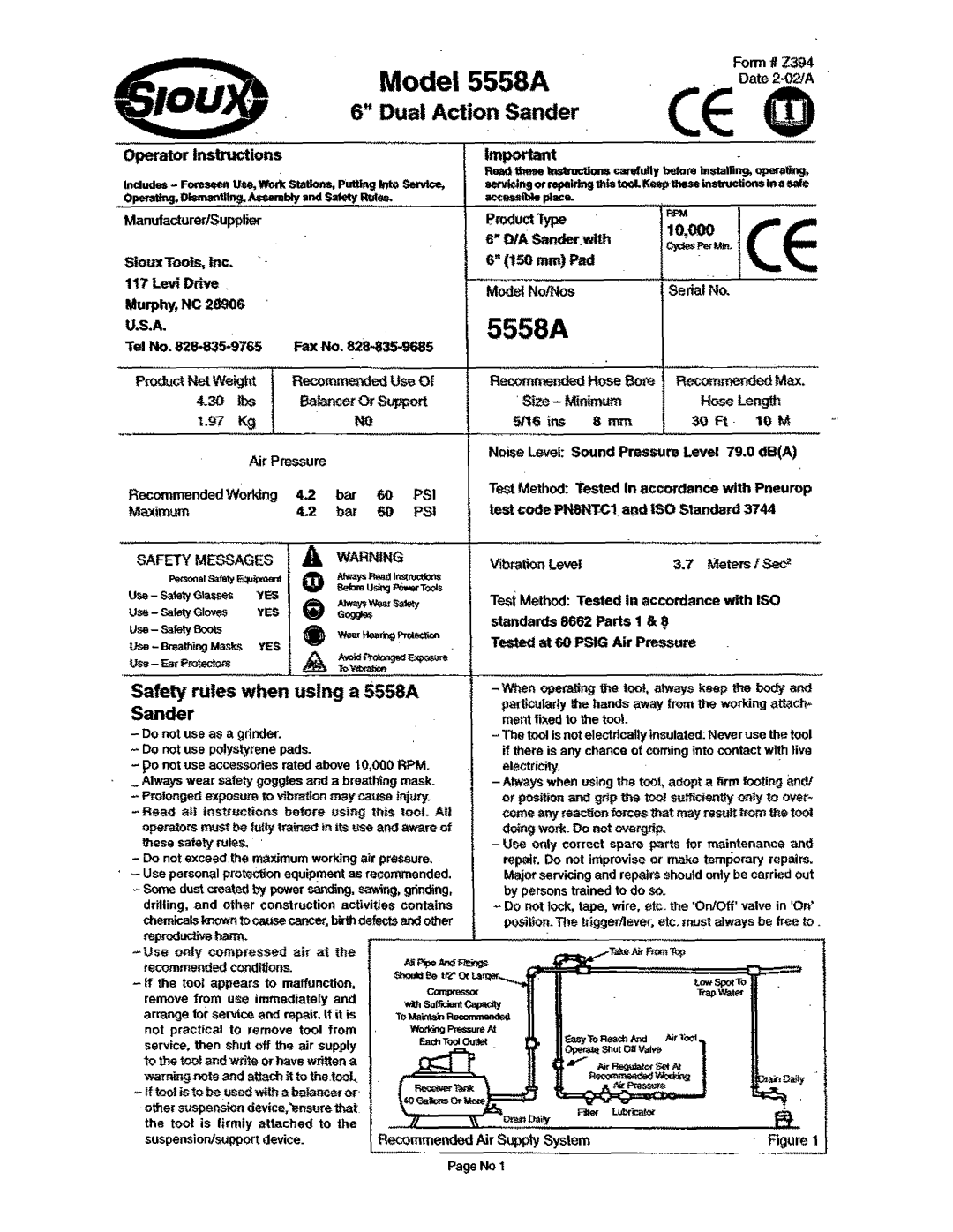 Sioux Tools 5558A manual Win 