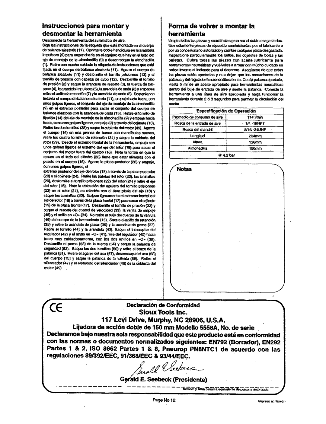 Sioux Tools 5558A manual 