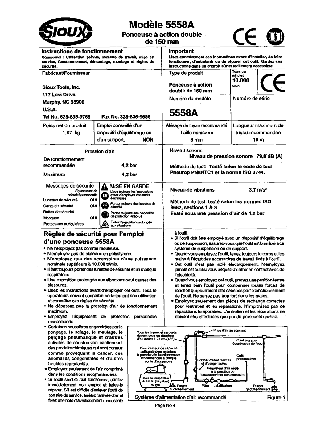 Sioux Tools manual Modhle 5558A 