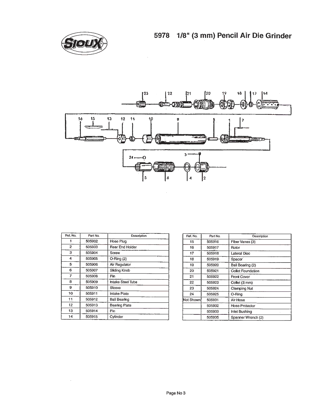 Sioux Tools 5978 manual 