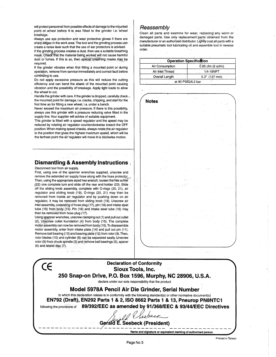 Sioux Tools 5978A manual 