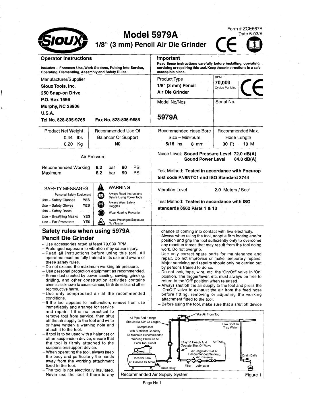 Sioux Tools manual Model 5979A 