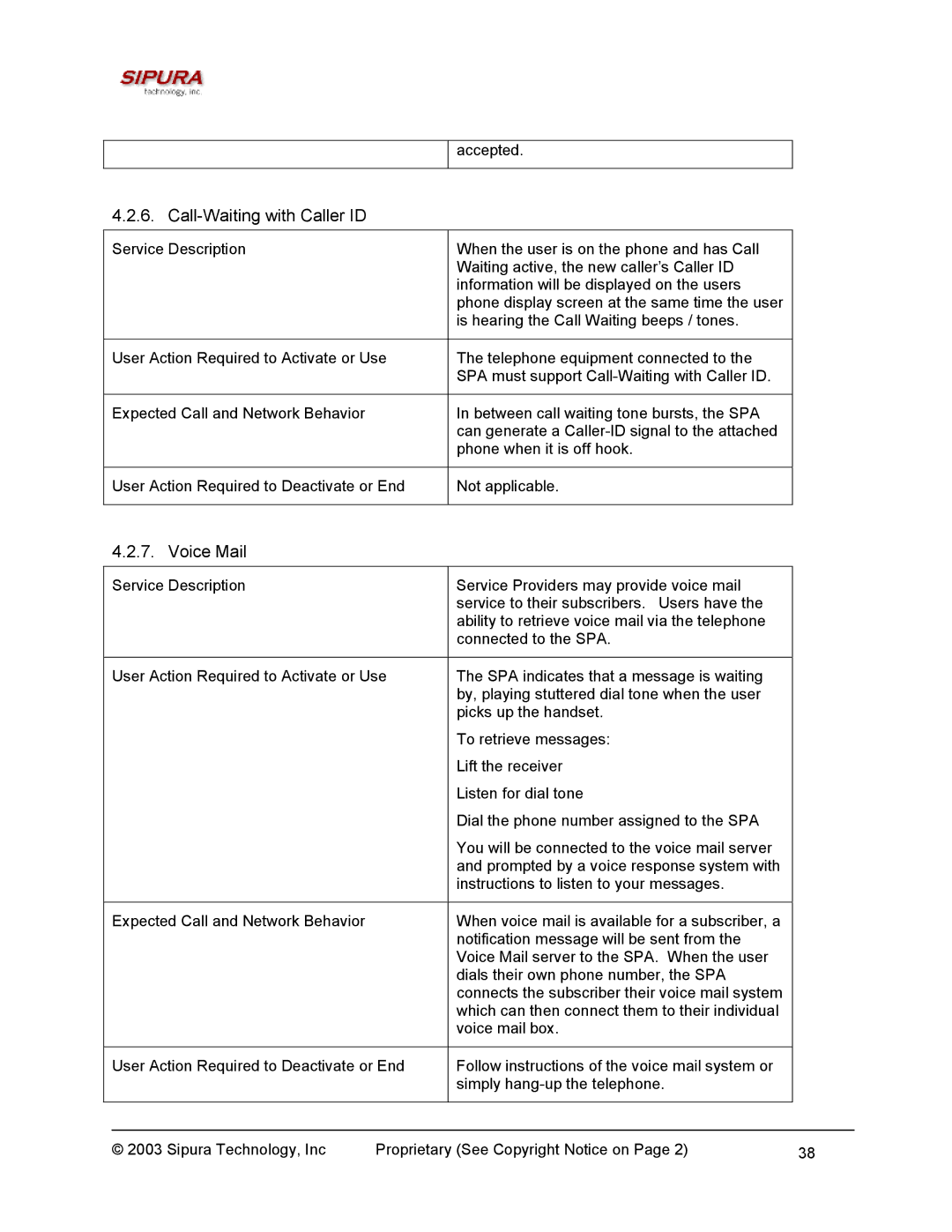 Sipura Technology SPA-2000 manual Call-Waiting with Caller ID, Voice Mail 
