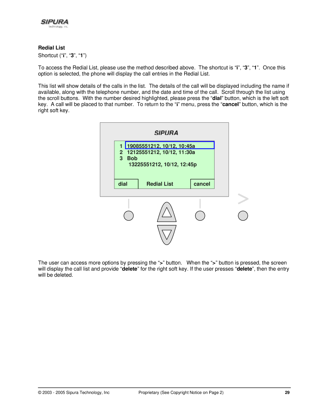 Sipura Technology SPA-841 manual Redial List 