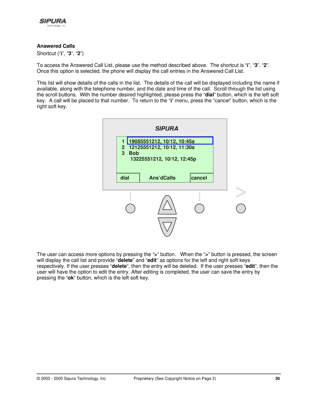 Sipura Technology SPA-841 manual Answered Calls 