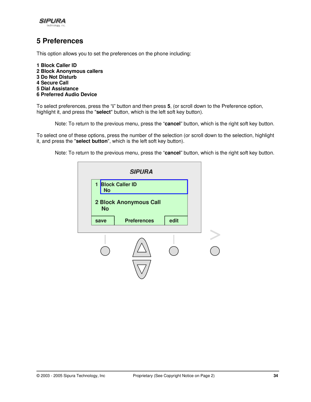 Sipura Technology SPA-841 manual Block Caller ID No, Save Preferences edit 