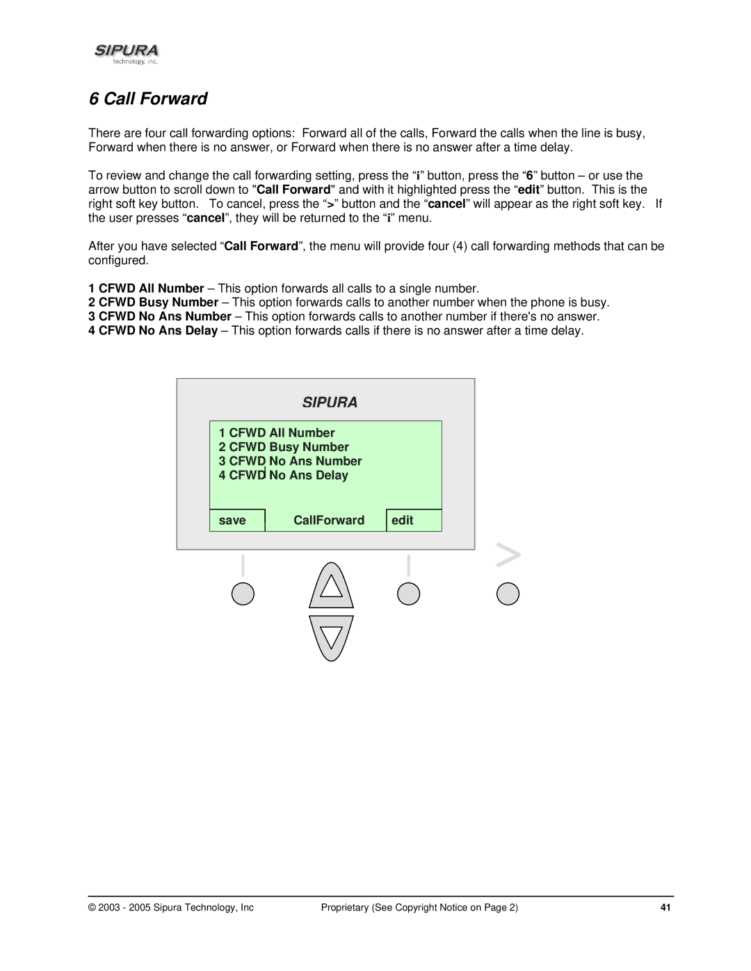 Sipura Technology SPA-841 manual Call Forward 