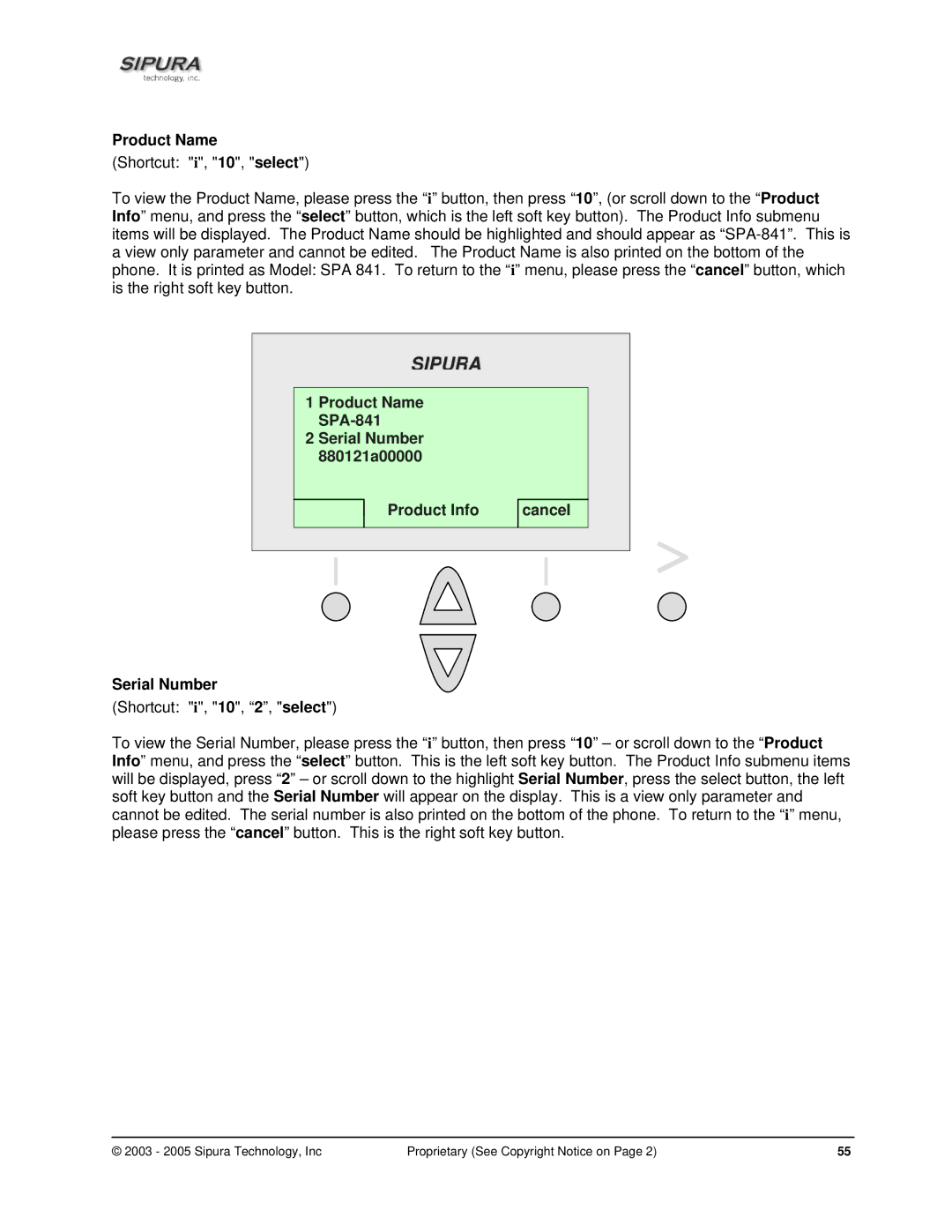 Sipura Technology manual Product Name SPA-841 Serial Number 880121a00000 Product Info 