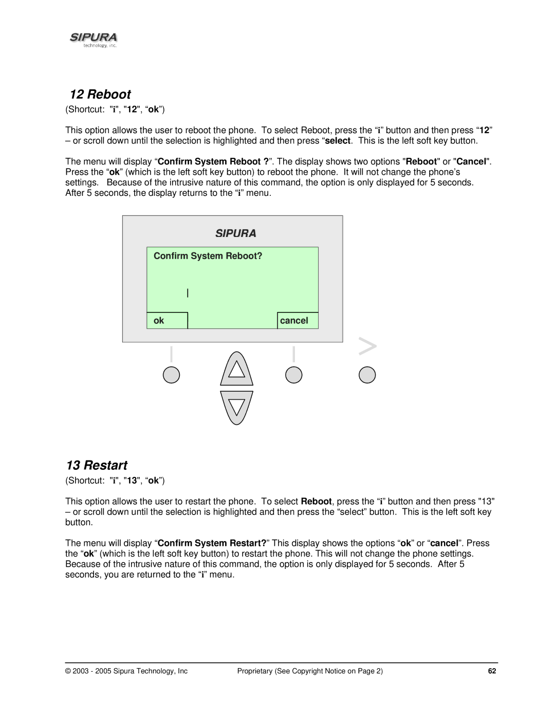 Sipura Technology SPA-841 manual Restart, Confirm System Reboot? Cancel 