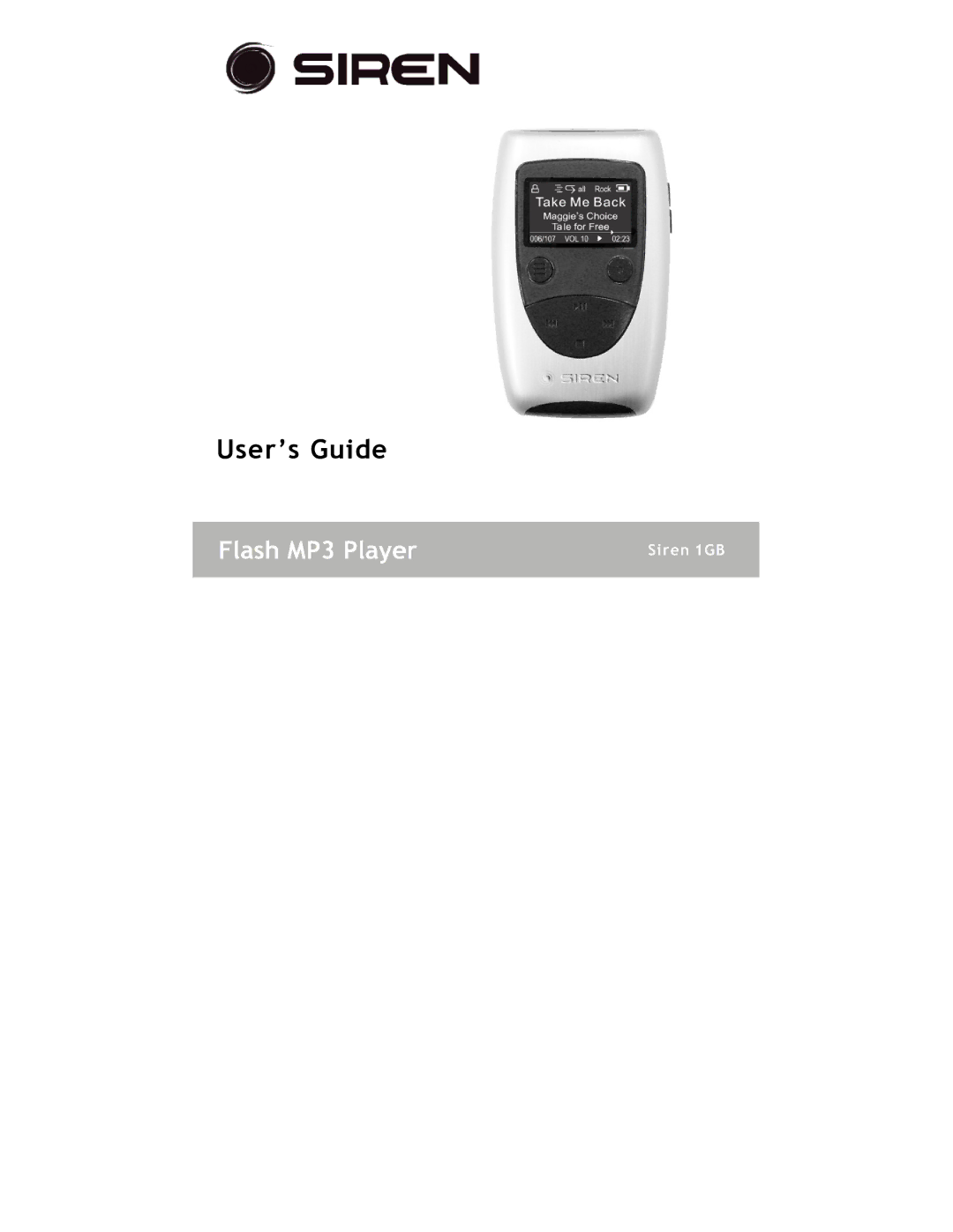 Siren Players Siren 1GB manual User’s Guide 