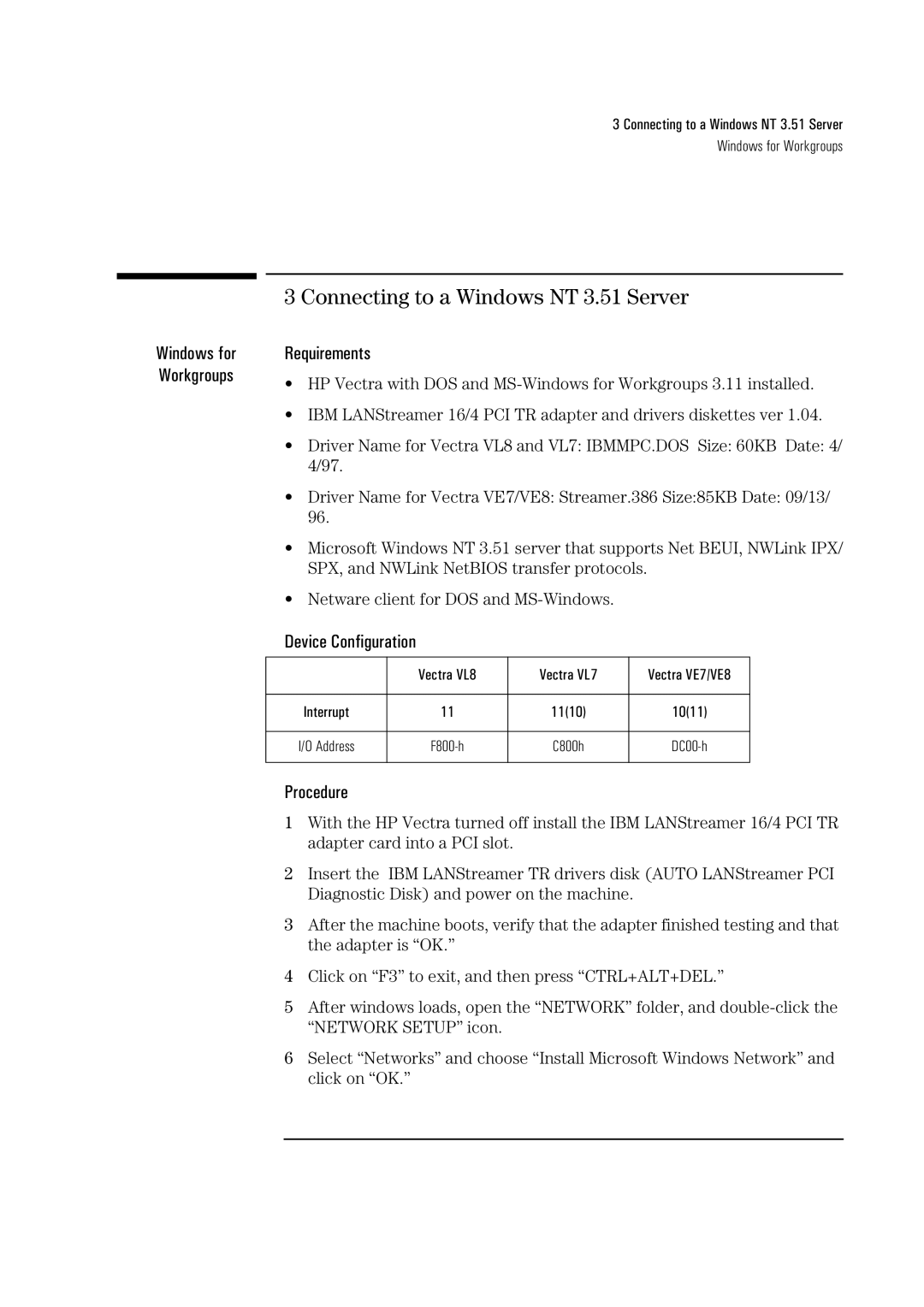 Sirius Satellite Radio 04H8095 manual Connecting to a Windows NT 3.51 Server 