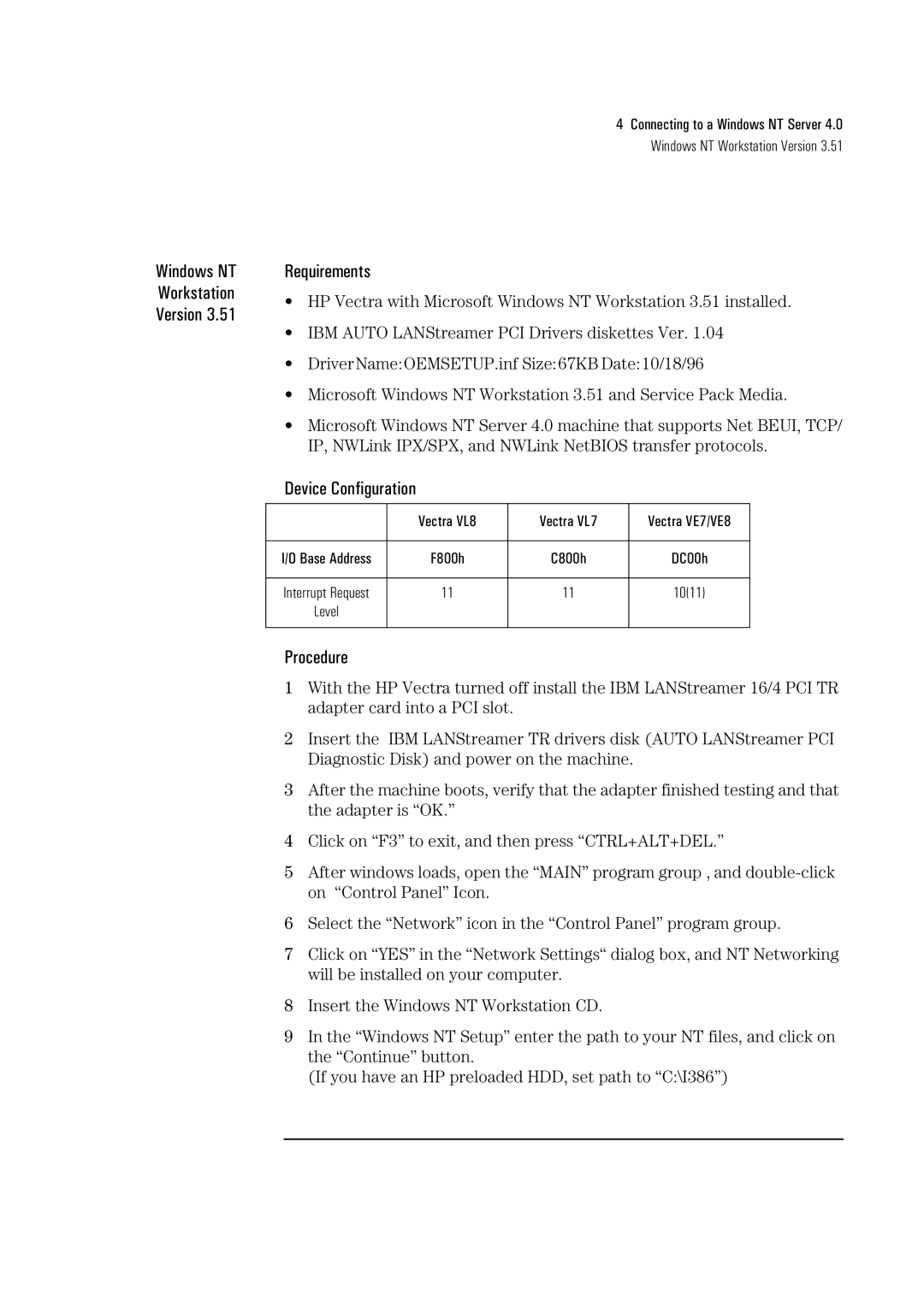 Sirius Satellite Radio 04H8095 manual Windows NT Workstation Version Requirements 