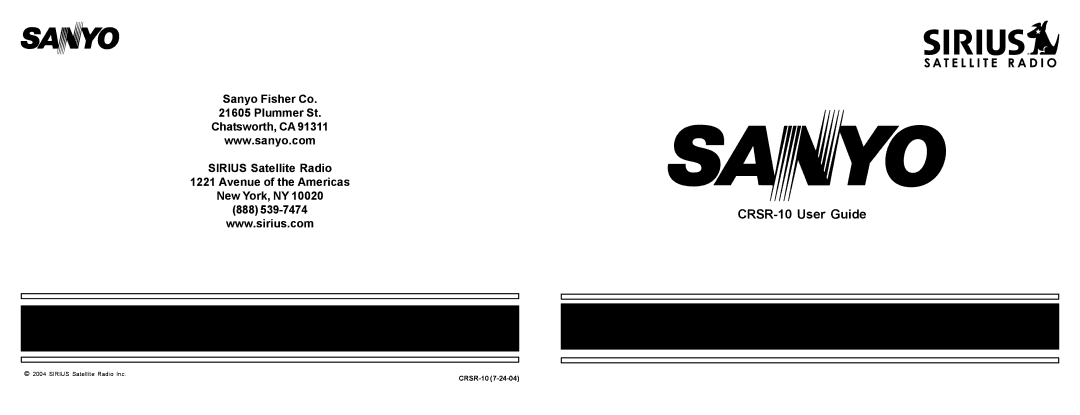 Sirius Satellite Radio manual CRSR-10 User Guide 