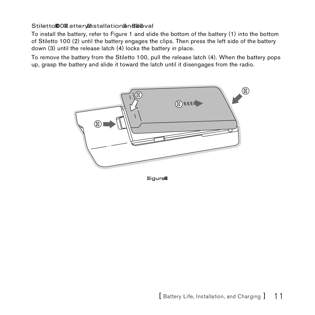 Sirius Satellite Radio manual Stiletto 100 Battery Installation and Removal 