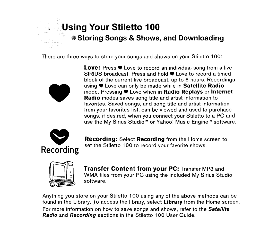 Sirius Satellite Radio 100 manual 