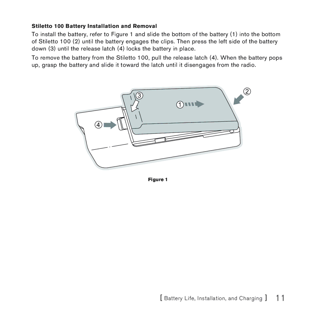 Sirius Satellite Radio manual Stiletto 100 Battery Installation and Removal 