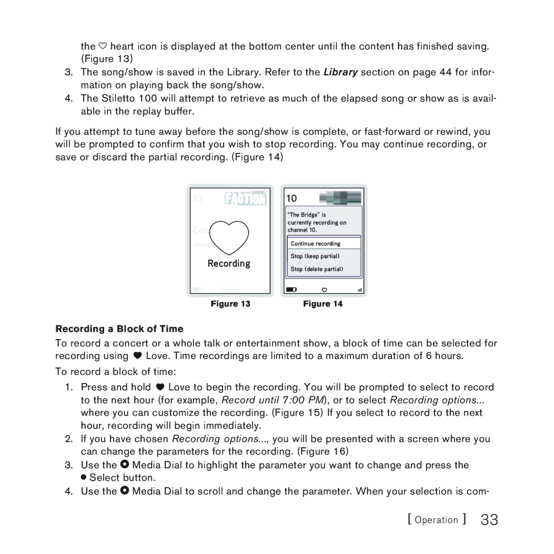 Sirius Satellite Radio 100 manual Country Bord, Recording 