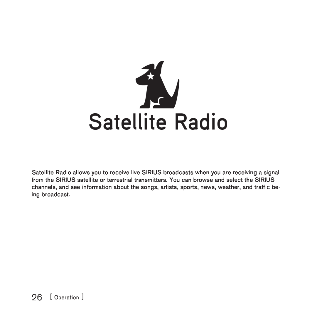 Sirius Satellite Radio 100 manual Satellite Radio 