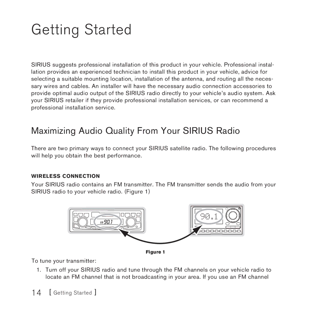 Sirius Satellite Radio 3 manual Getting Started, Maximizing Audio Quality From Your Sirius Radio, Wireless Connection 