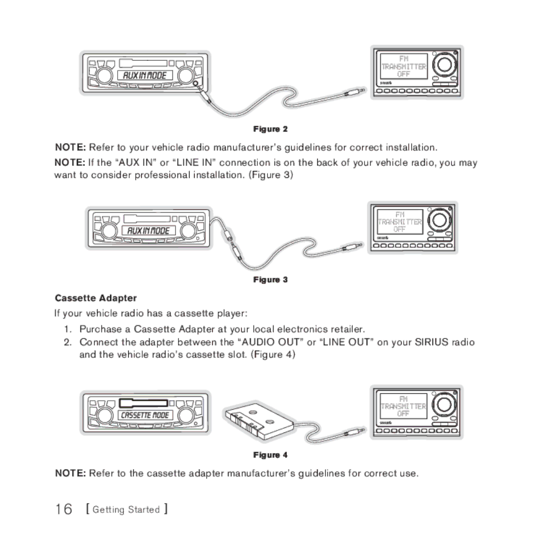 Sirius Satellite Radio 3 manual Cassette Adapter 