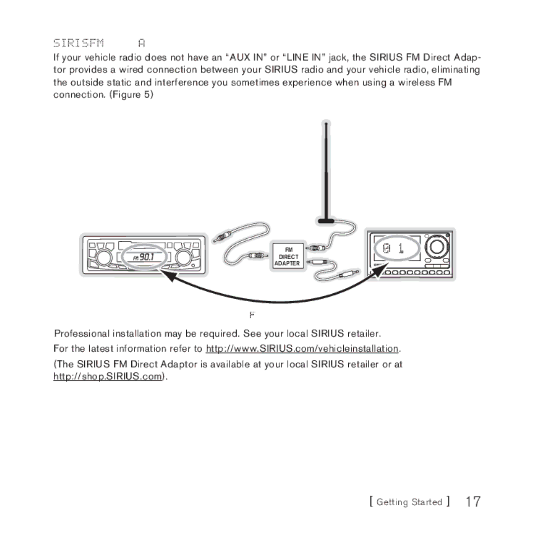 Sirius Satellite Radio 3 manual 90.1, Sirius FM Direct Adapter 