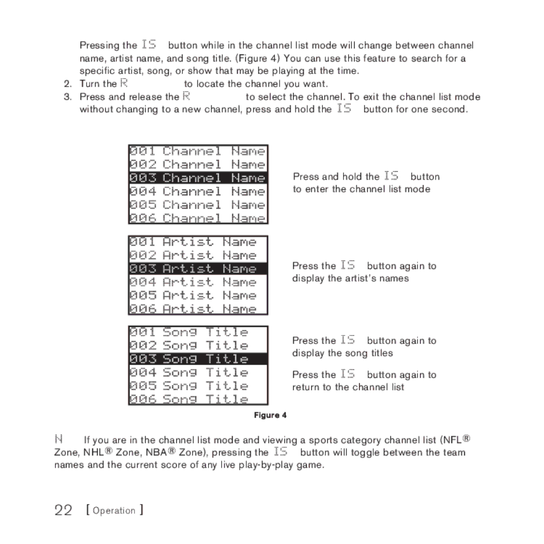 Sirius Satellite Radio 3 manual Operation 