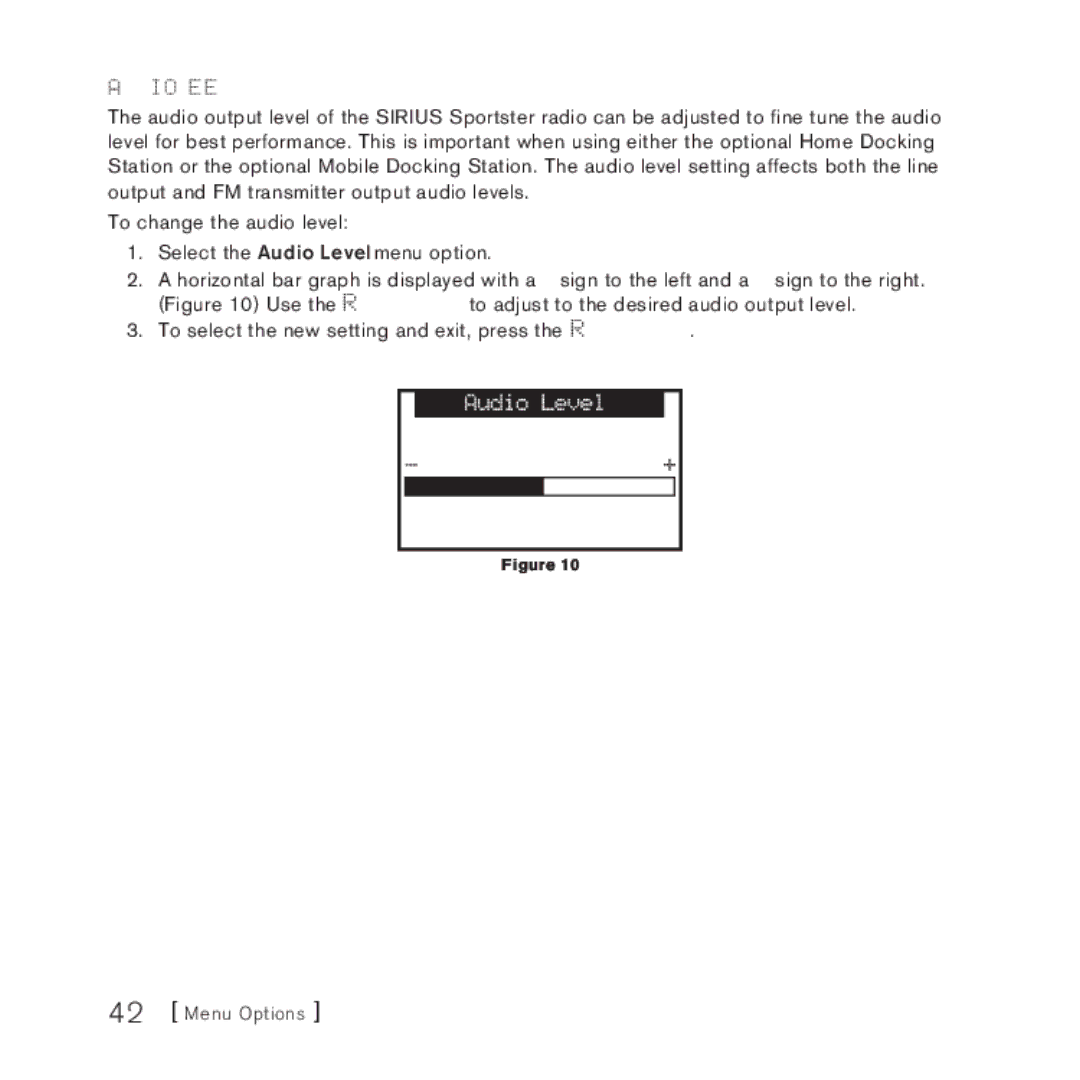 Sirius Satellite Radio 3 manual Audio Level 