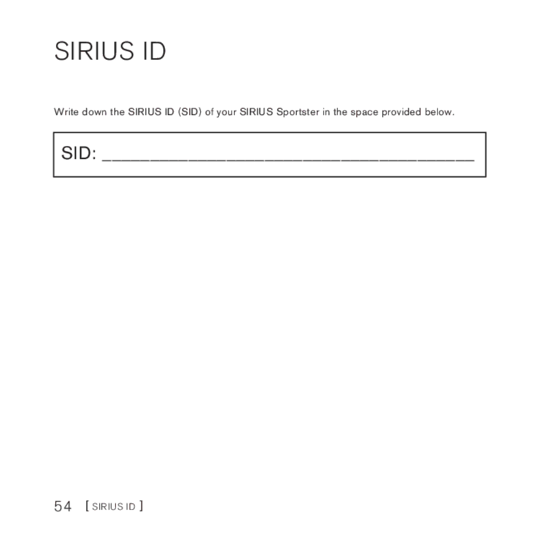 Sirius Satellite Radio 3 manual Sirius ID 