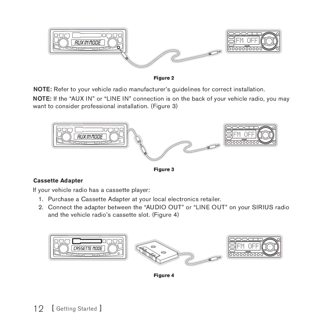 Sirius Satellite Radio 3 manual Cassette Adapter 