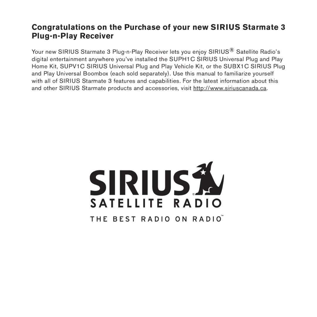 Sirius Satellite Radio 3 manual 