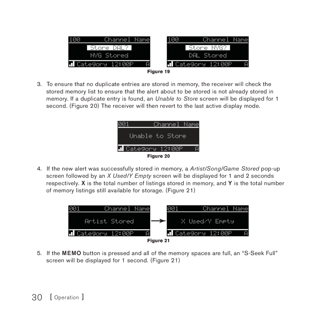 Sirius Satellite Radio 3 manual Song NYGTitleStored 