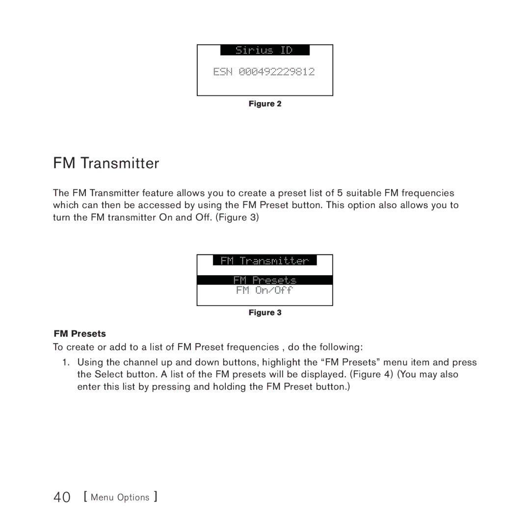Sirius Satellite Radio 3 manual FM Transmitter 