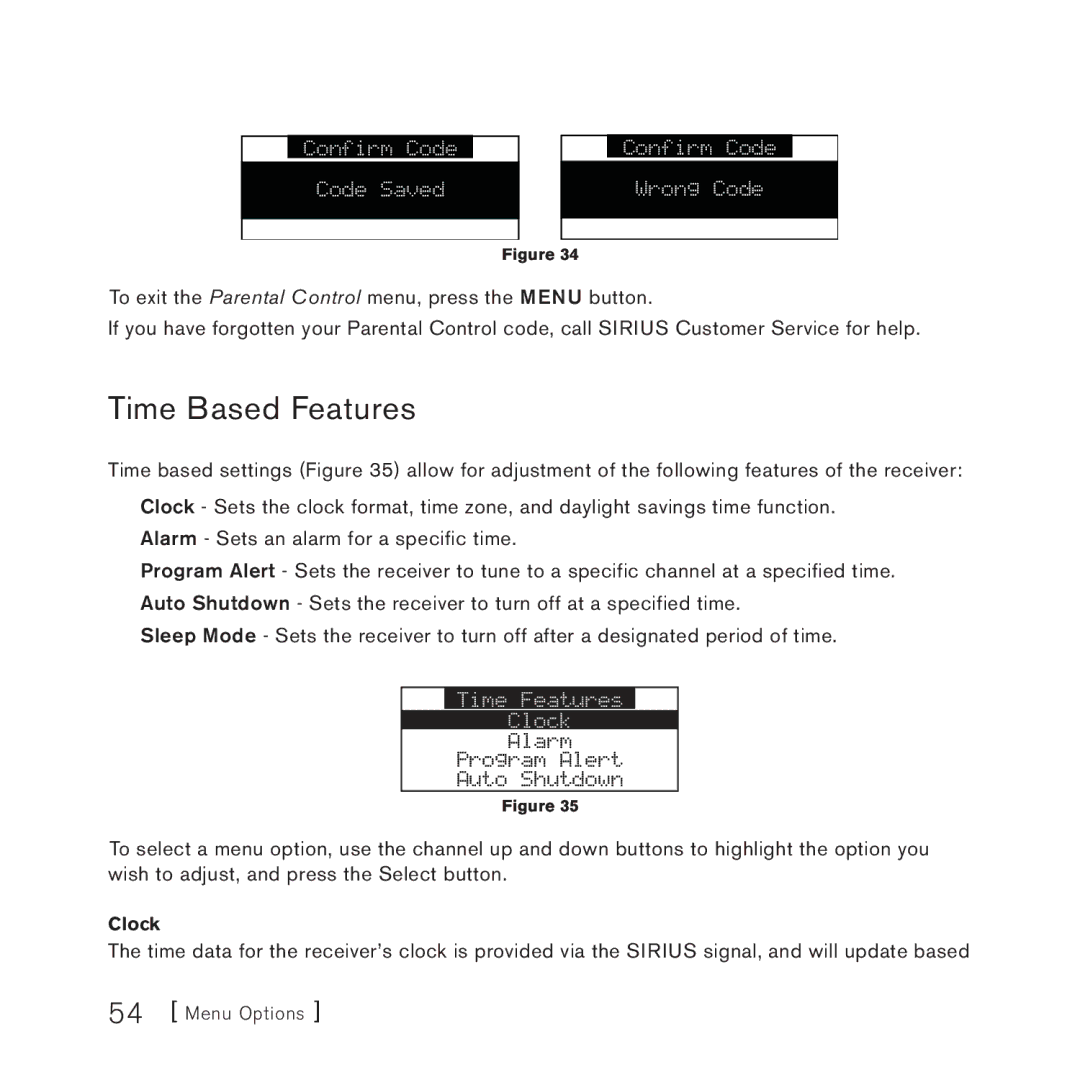 Sirius Satellite Radio 3 manual Time Based Features 