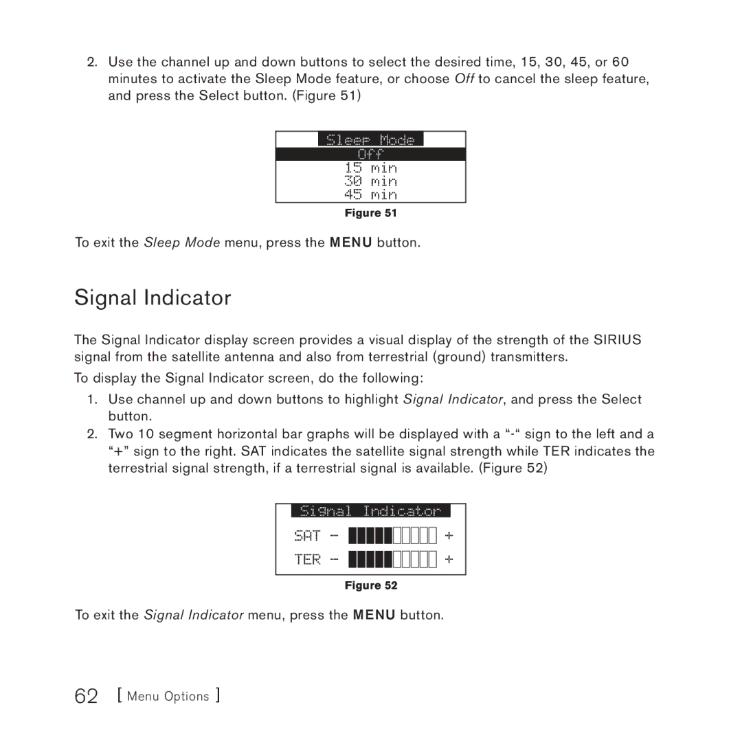 Sirius Satellite Radio 3 manual Signal Indicator 