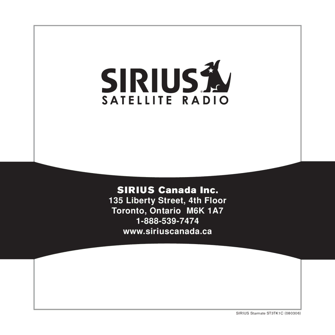 Sirius Satellite Radio 3 manual Sirius Canada Inc 