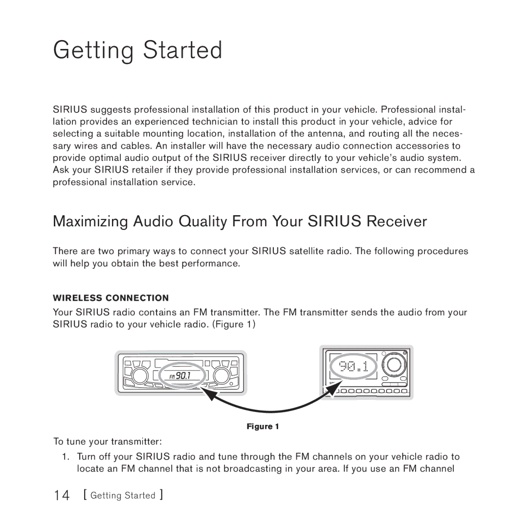 Sirius Satellite Radio 3 manual Getting Started, Maximizing Audio Quality From Your Sirius Receiver, Wireless Connection 