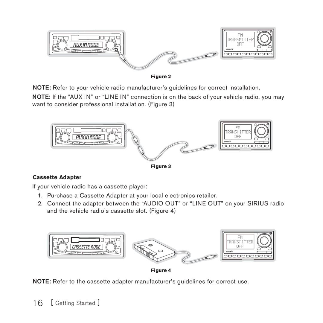 Sirius Satellite Radio 3 manual Cassette Adapter 